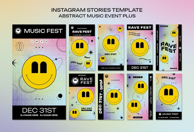 Flat design music festival instagram stories