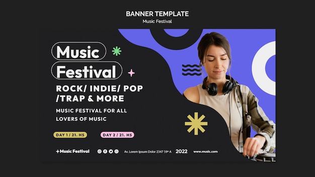 무료 PSD 평면 디자인 음악 축제 템플릿