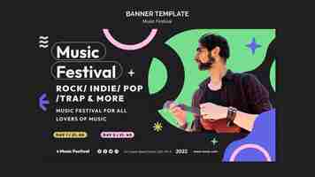 Free PSD flat design music festival template