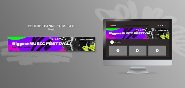 PSD gratuito modello di festival musicale design piatto