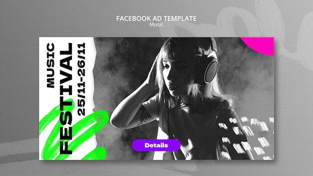 PSD gratuito modello di festival musicale design piatto