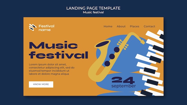 Free PSD flat design music festival template