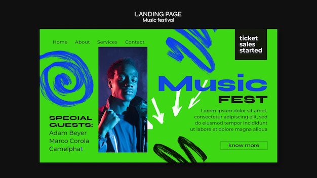 PSD gratuito modello di festival musicale design piatto