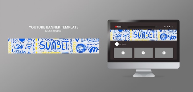 플래트 디자인 뮤직 페스티벌 유튜브 배너