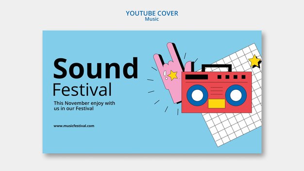 Flat design music festival youtube cover