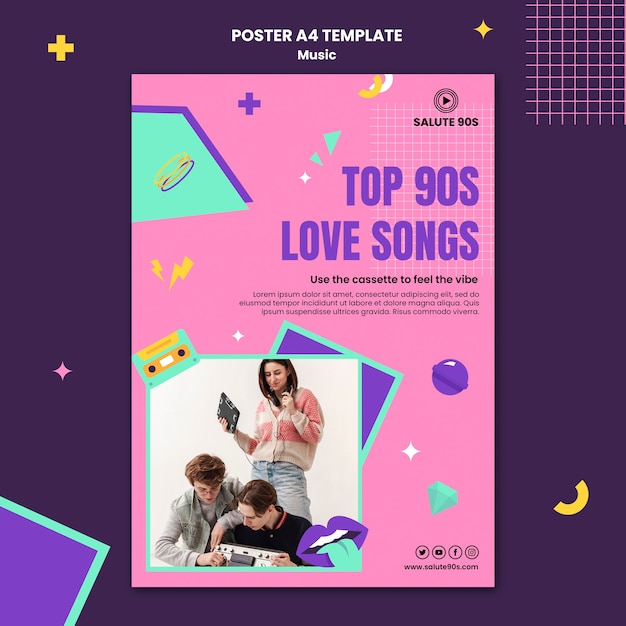 Flat design music poster template design