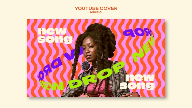 PSD gratuito copertina di youtube per il rilascio di musica dal design piatto