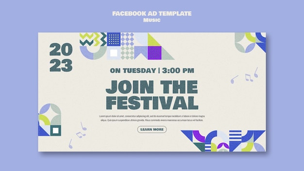 Flat design music show facebook template