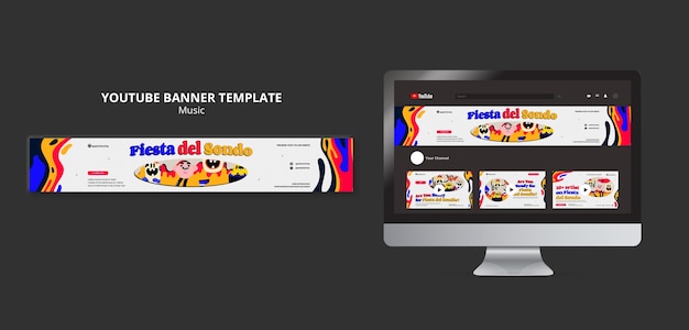 Free PSD flat design music show youtube banner