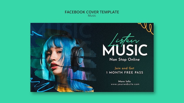 PSD gratuito modello di musica dal design piatto