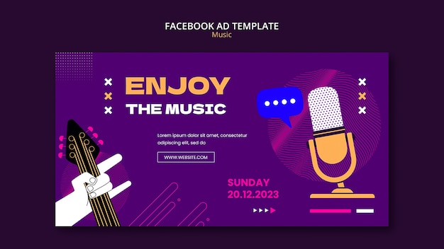 PSD gratuito modello di musica dal design piatto