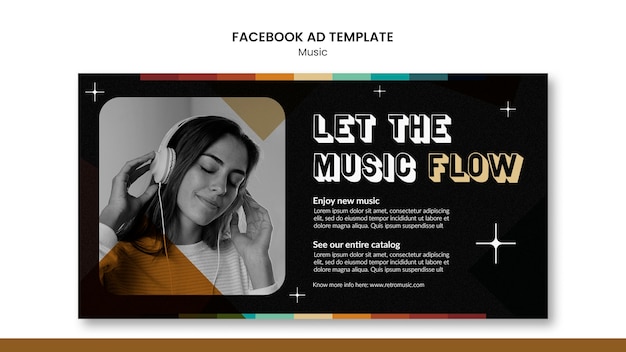 PSD gratuito modello di musica dal design piatto