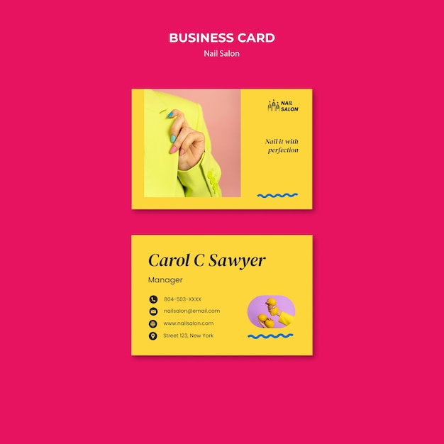 Flat design nail salon business card – Free PSD download