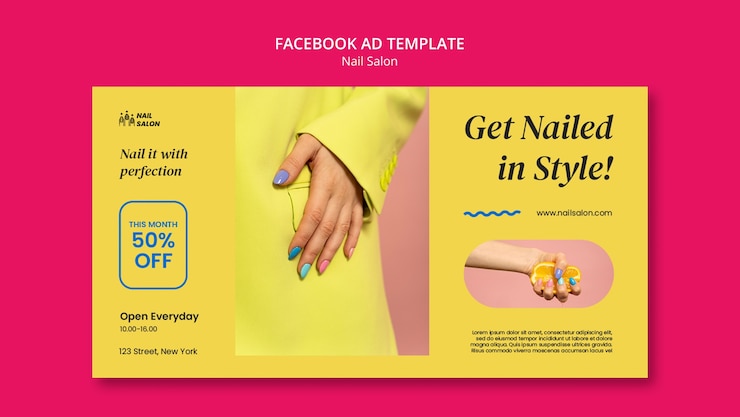 मुफ़्त PSD flat design nail salon facebook template