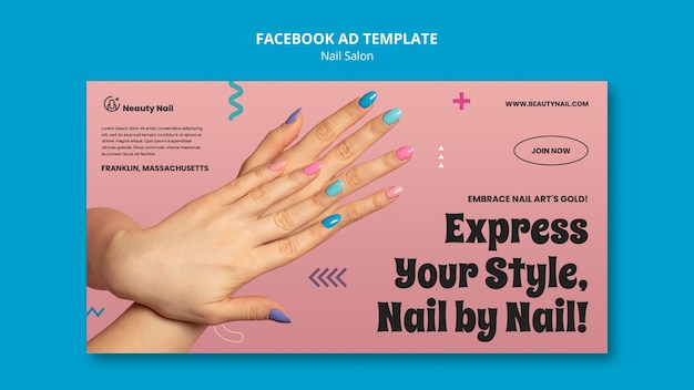 Free PSD flat design nail salon facebook template