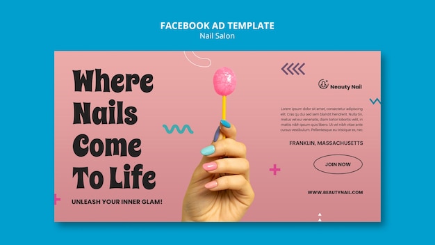 Free PSD flat design nail salon facebook template