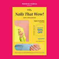 Free PSD flat design nail salon poster template