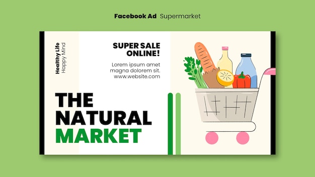 Modello di facebook del mercato naturale di design piatto