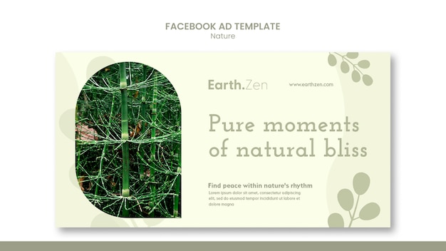 PSD gratuito modello di facebook per il concetto di natura del design piatto