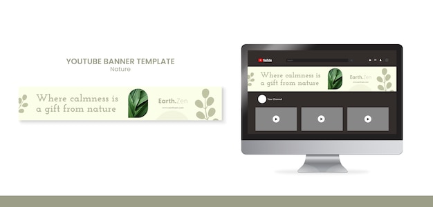PSD gratuito concept di design piatto per la natura banner youtube