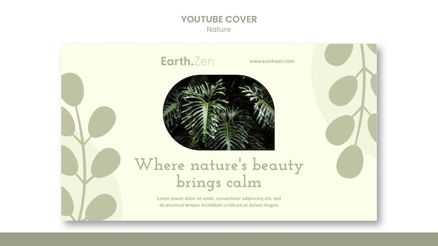 Free PSD flat design nature concept youtube cover