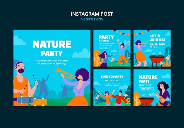 Free PSD flat design nature party template