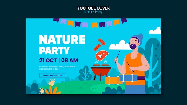 Free PSD flat design nature party template