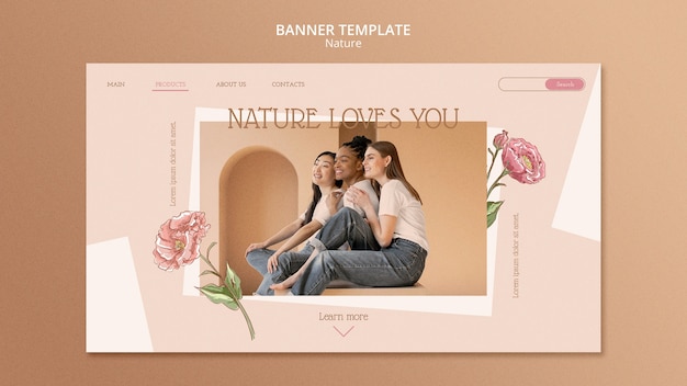 Free PSD flat design nature template