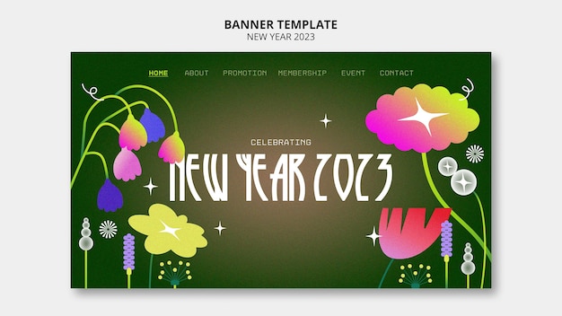 Free PSD flat design new year 2023 banner