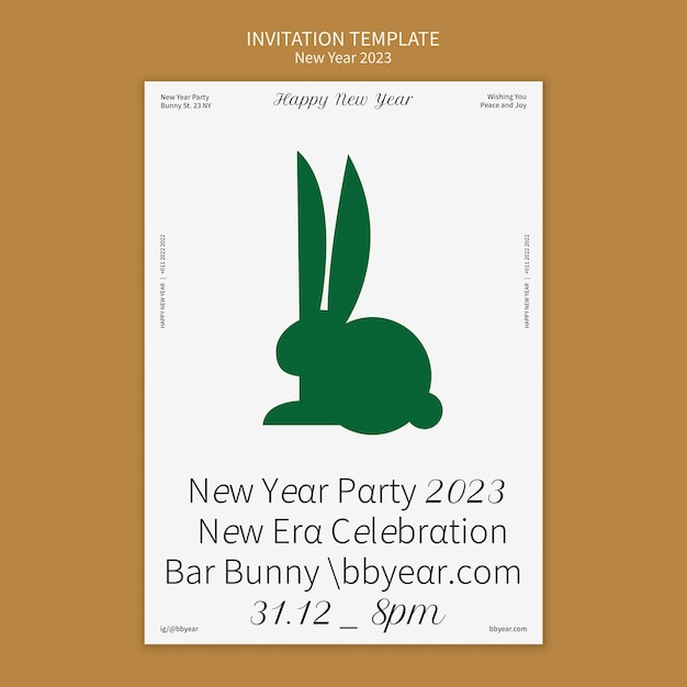 Free PSD flat design new year 2023 invitation template