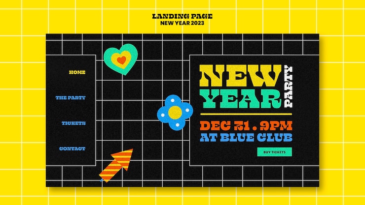 Free PSD flat design new year 2023 landing page