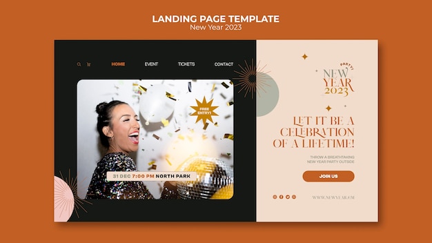 Free PSD flat design new year landing page