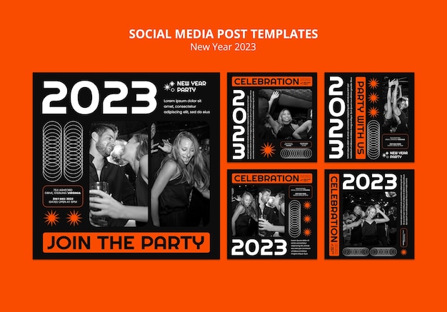 Free PSD flat design new year template