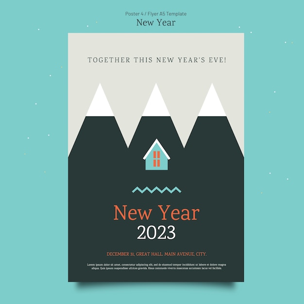 Free PSD flat design new year template