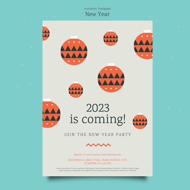 Free PSD flat design new year template