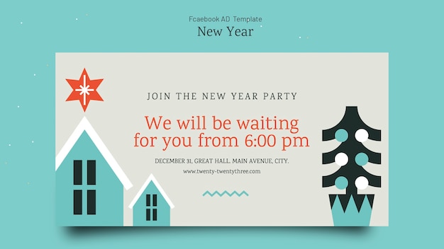 Free PSD flat design new year template