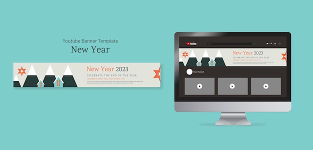 Free PSD flat design new year template