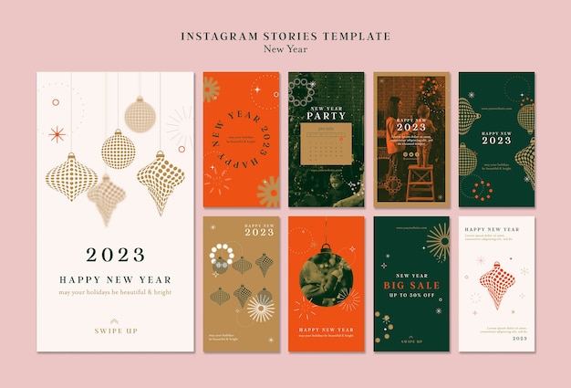 Free PSD flat design new year template