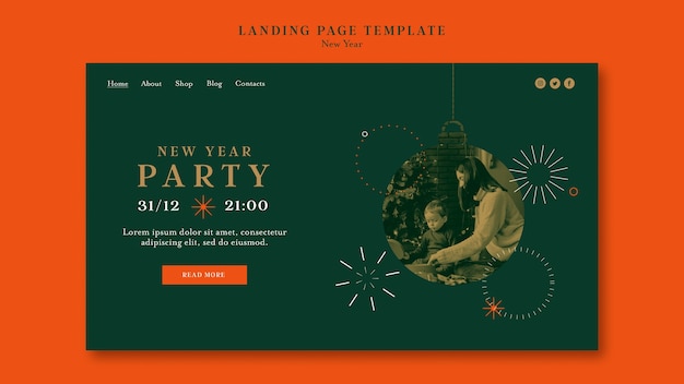 Free PSD flat design new year template