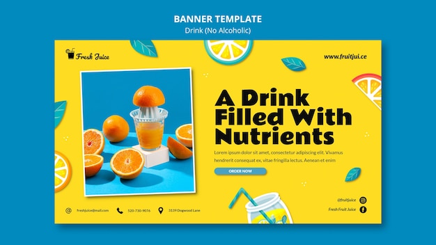 Free PSD flat design no alcoholic drinks banner template