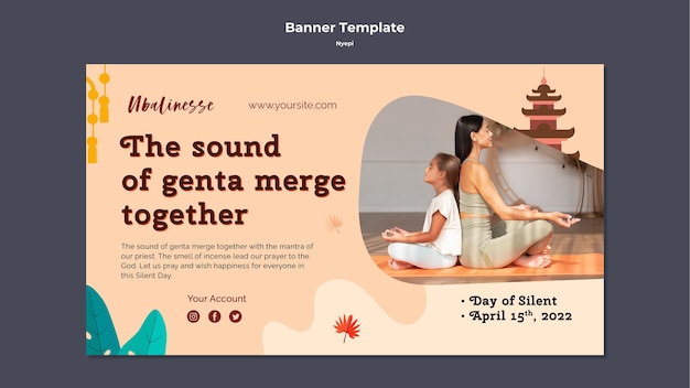 Free PSD flat design nyepi banner template