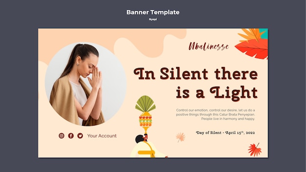 Free PSD flat design nyepi banner template