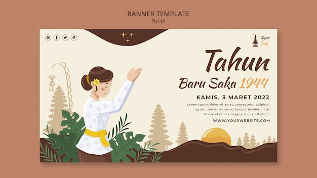 PSD gratuito modello di celebrazione di nyepi dal design piatto