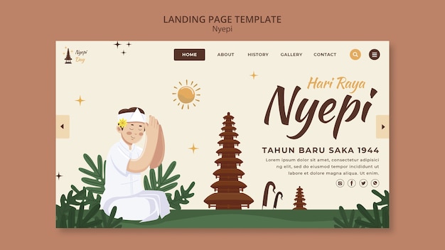 Flat design nyepi celebration template