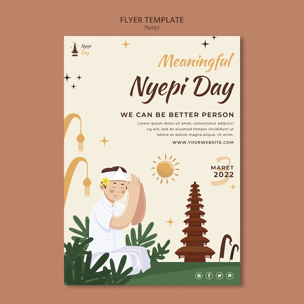 Flat design nyepi celebration template