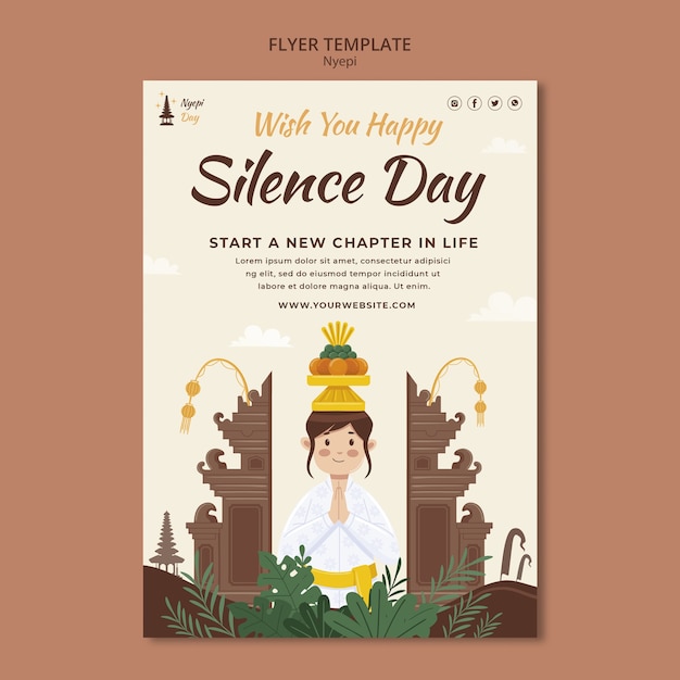 Flat design nyepi celebration template