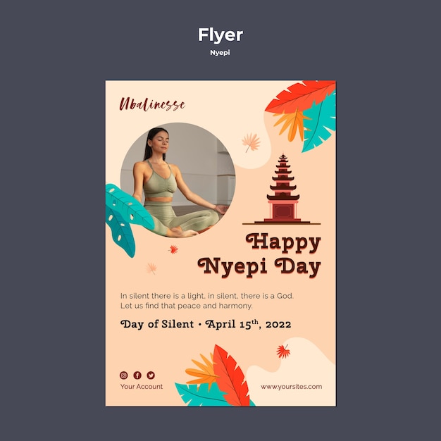 Free PSD flat design nyepi flyer template