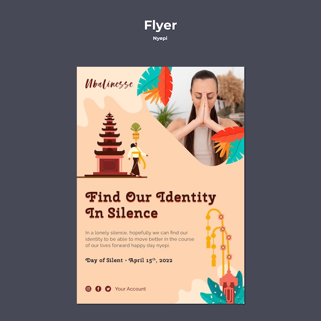 Free PSD flat design nyepi flyer template