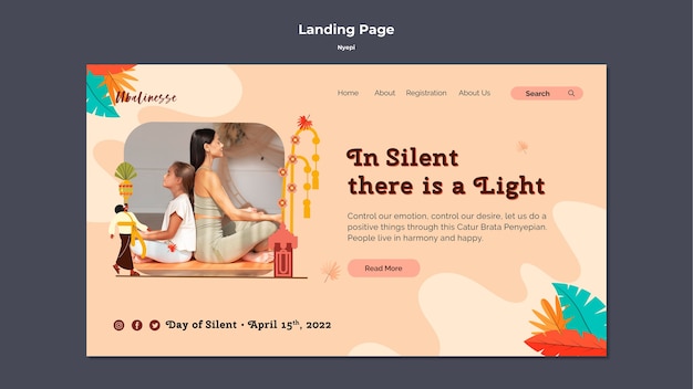 Free PSD flat design nyepi landing page template