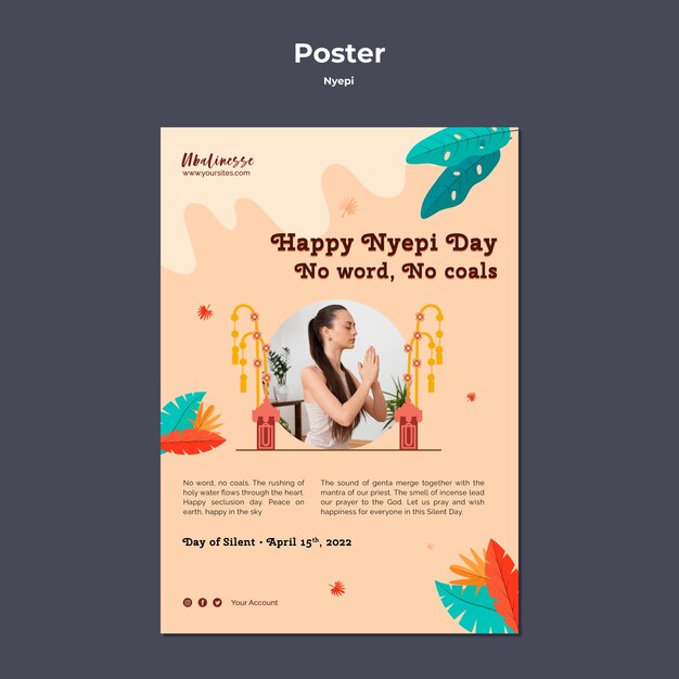 Free PSD flat design nyepi poster template